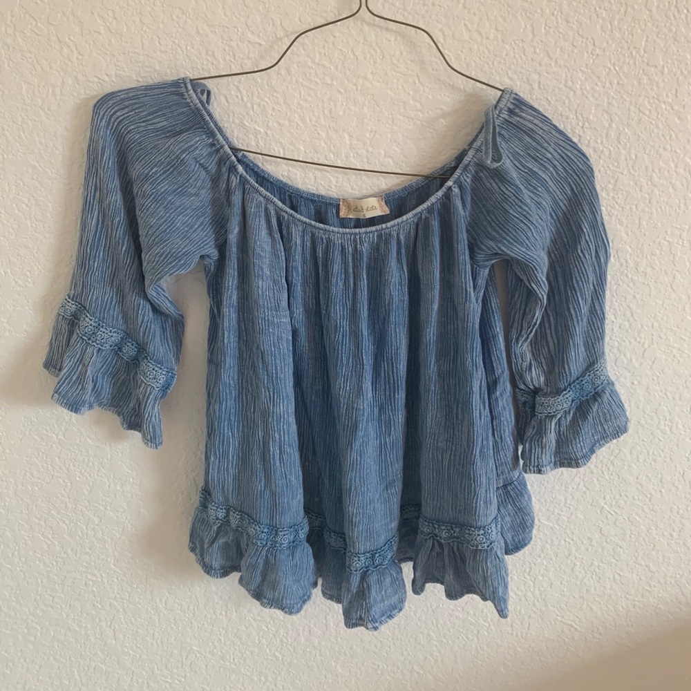 altar'd state blue long sleeve top